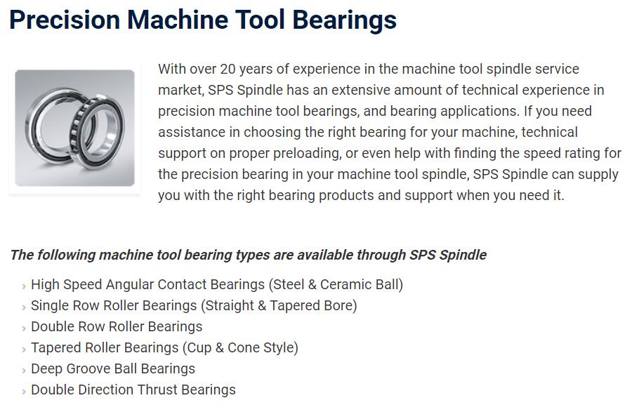 HELLER MACHINE TOOL SPINDLE BEARING 